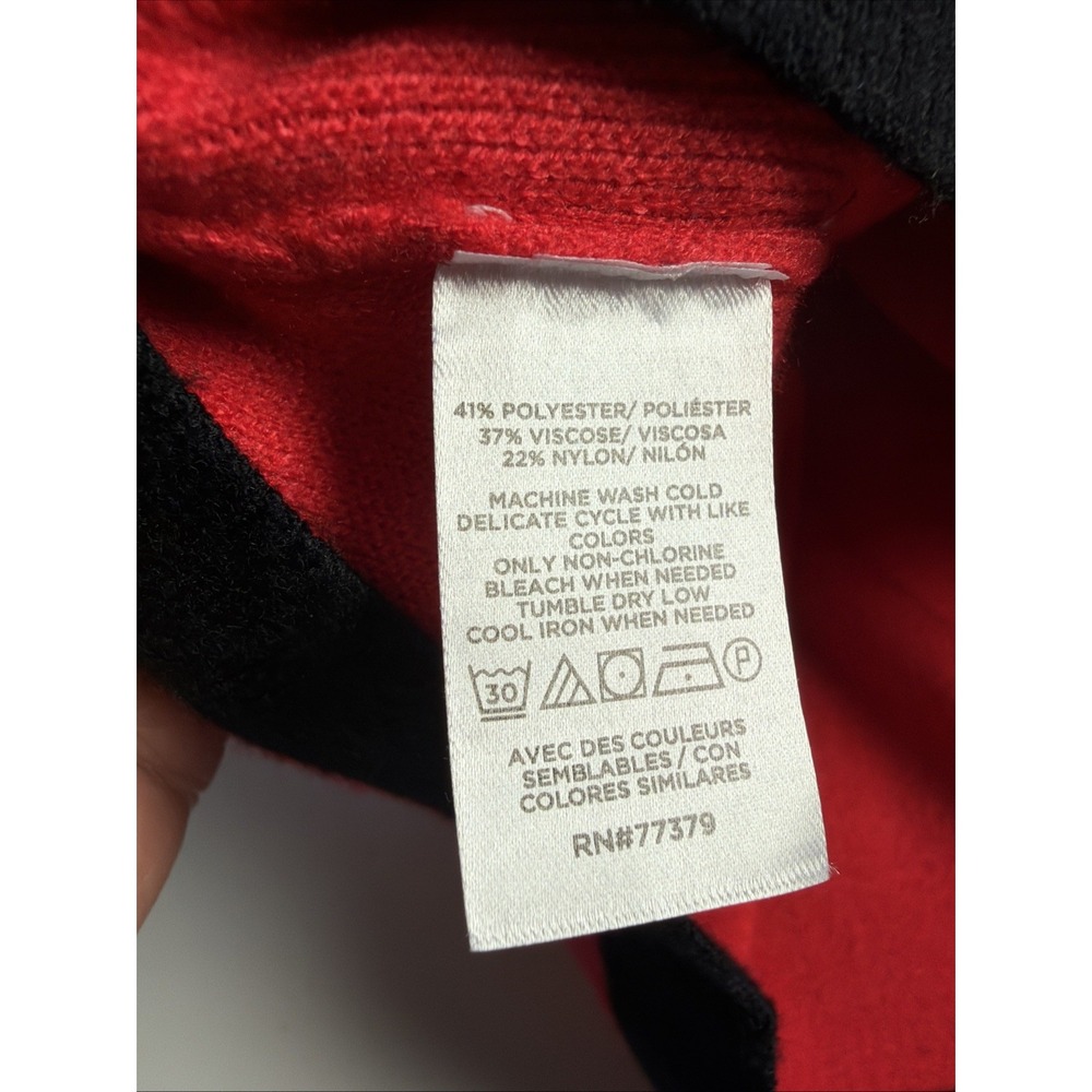Ann Taylor Sz M Red Black Contrast Trim Cardigan Sweater NWT Gold Button Preppy - Picture 5 of 7